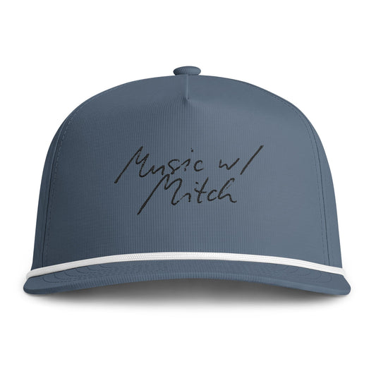 Sunwashed Rope Cap — "Music w/ Mitch" Embroidered Trucker Hat